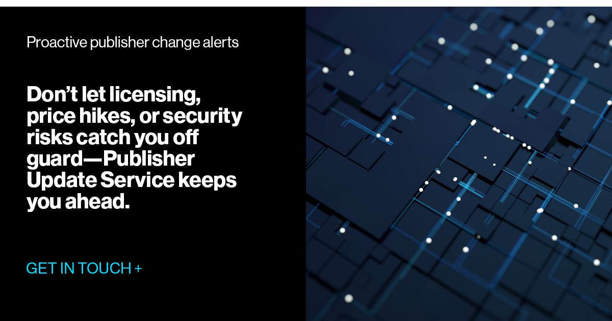 Proactive publisher change alerts | Publisher Update Service | SoftwareOne